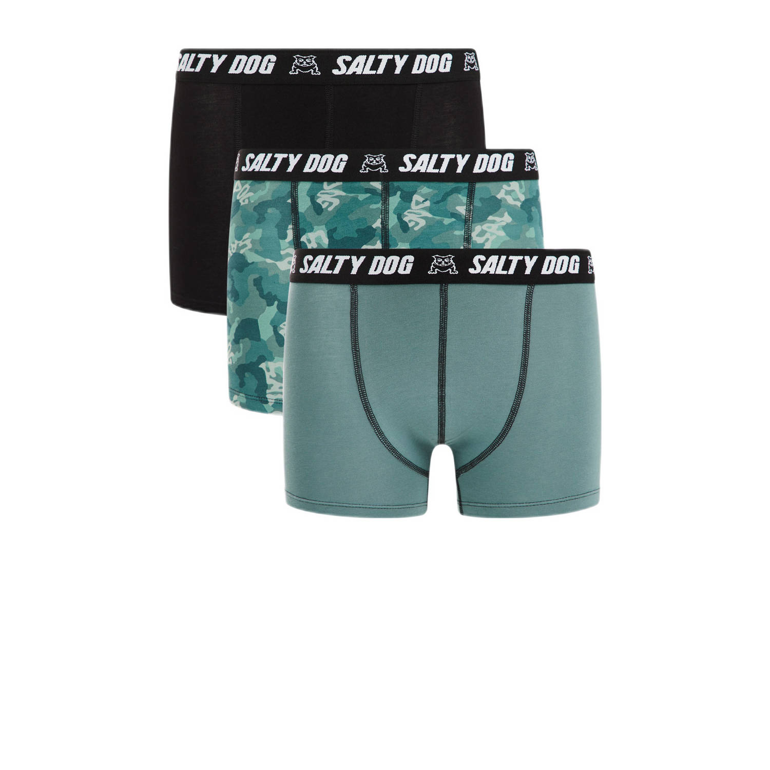 WE Fashion boxershort set van 3 mintgroen zwart