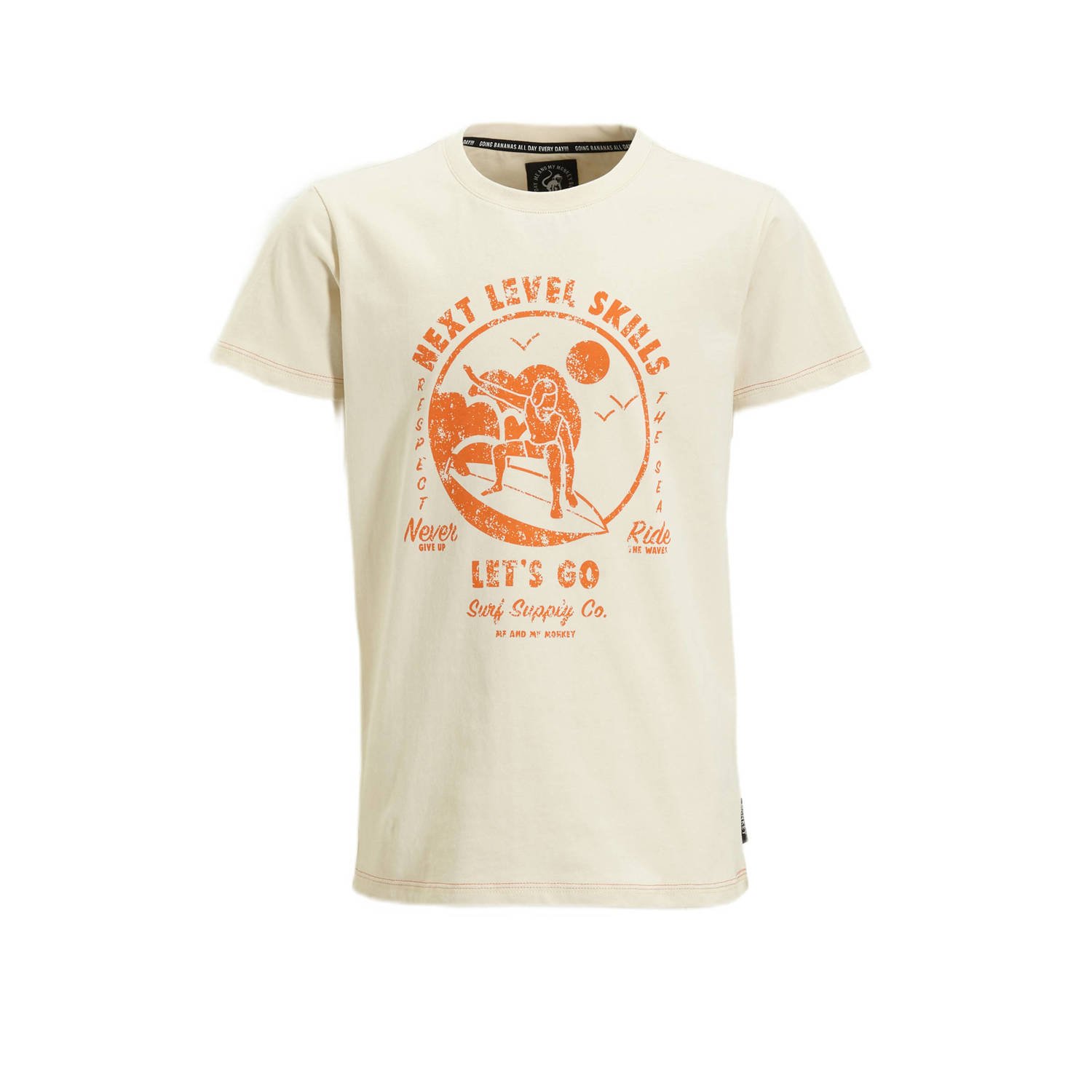 Me & My Monkey T-shirt Pyke met printopdruk beige