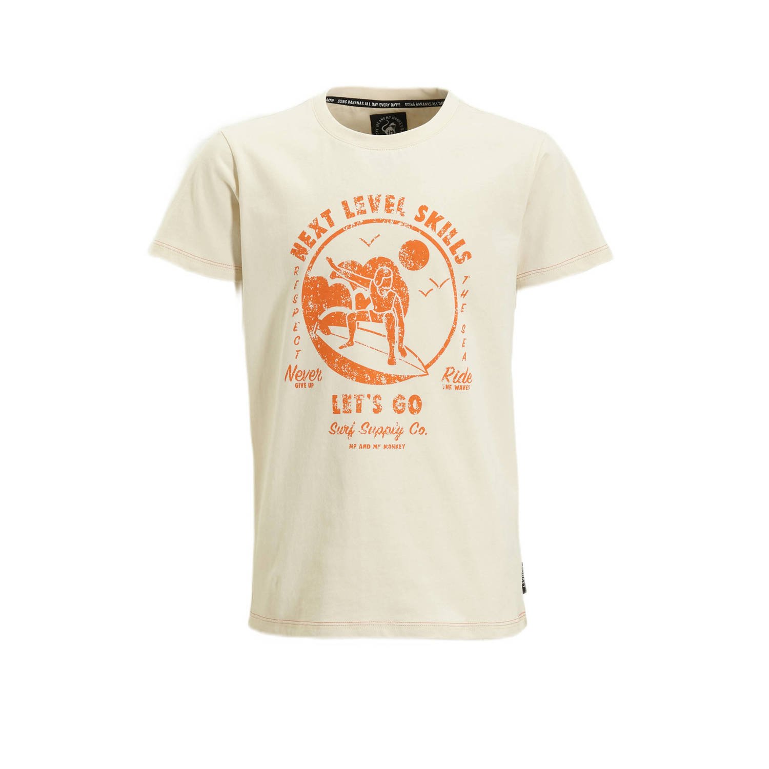 Me & My Monkey T-shirt Pyke met printopdruk beige Jongens Katoen Ronde hals 110 116