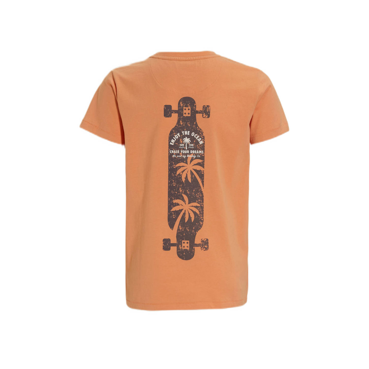 Me & My Monkey T-shirt Puck met printopdruk oranje