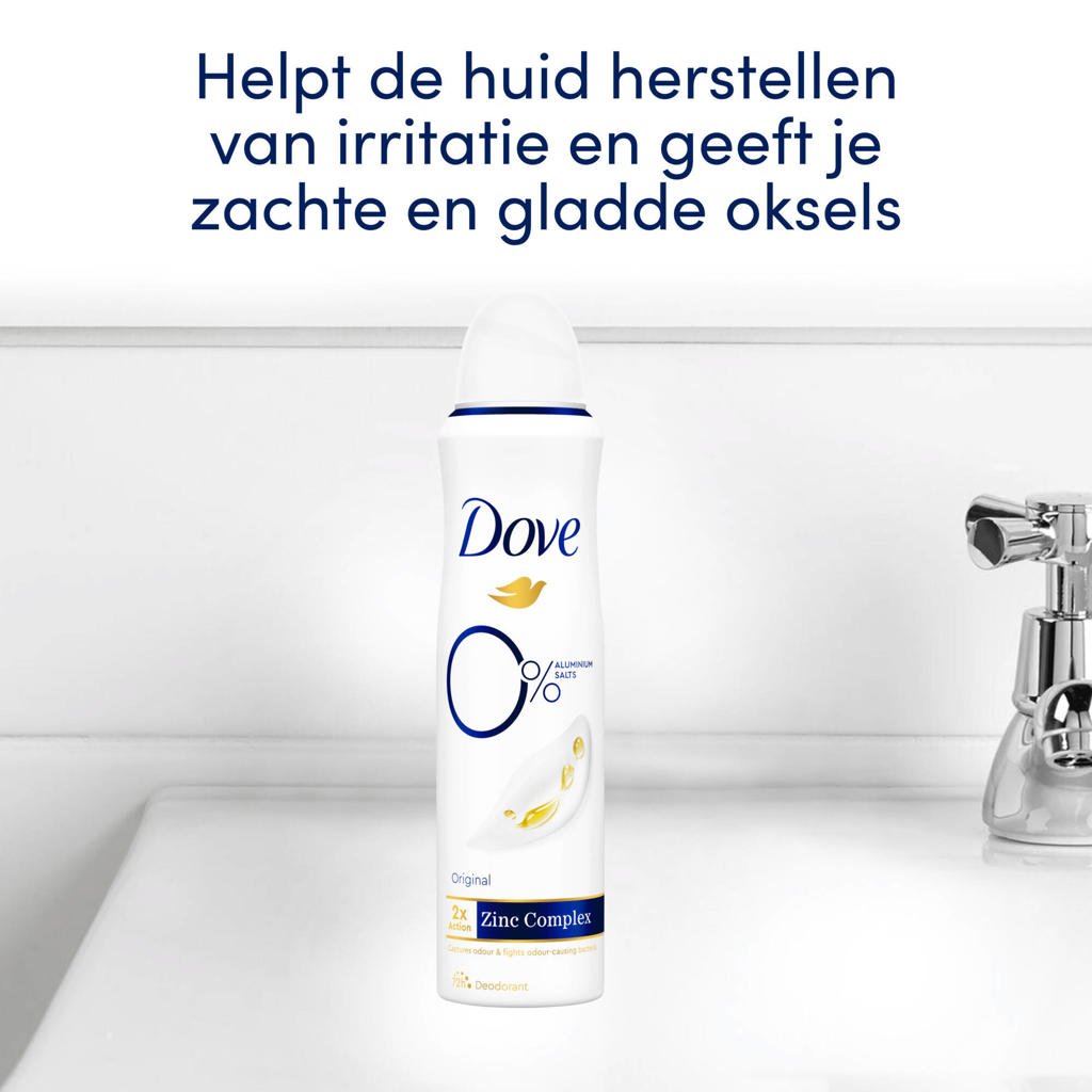 Dove 0 Aluminiumzouten Original Deodorant Spray 6 X 150 Ml Wehkamp 