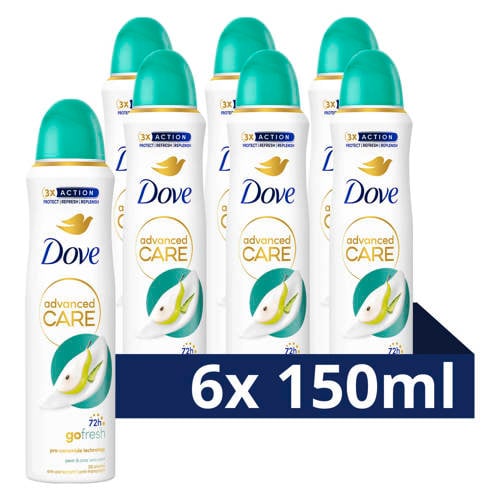 Dove Advanced Care Go Fresh Pear & Aloe Vera anti-transpirant deodorant spray - 6 x 150 ml afbeelding