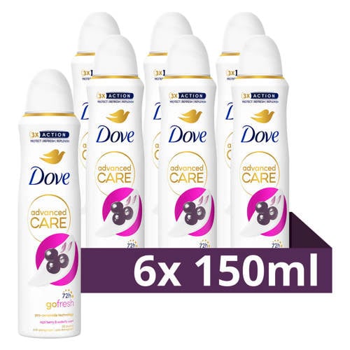 Dove Advanced Care Go Fresh Açai Berry & Waterlily anti-transpirant deodorant spray - 6 x 150 ml afbeelding