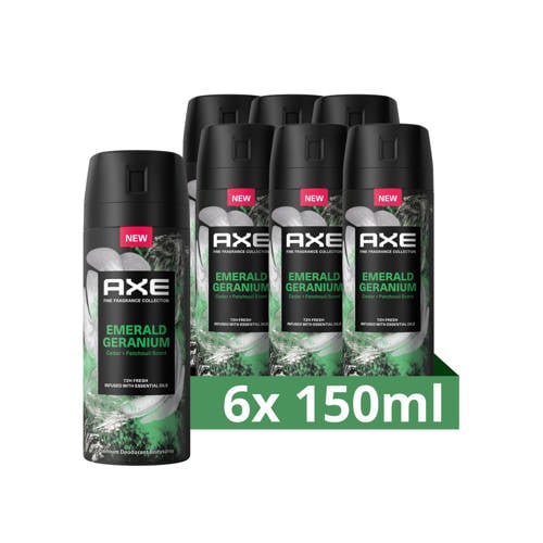 Wehkamp Axe Fine Fragrance Collection Emerald Geranium premium deodorant bodyspray - 6 x 150 ml aanbieding