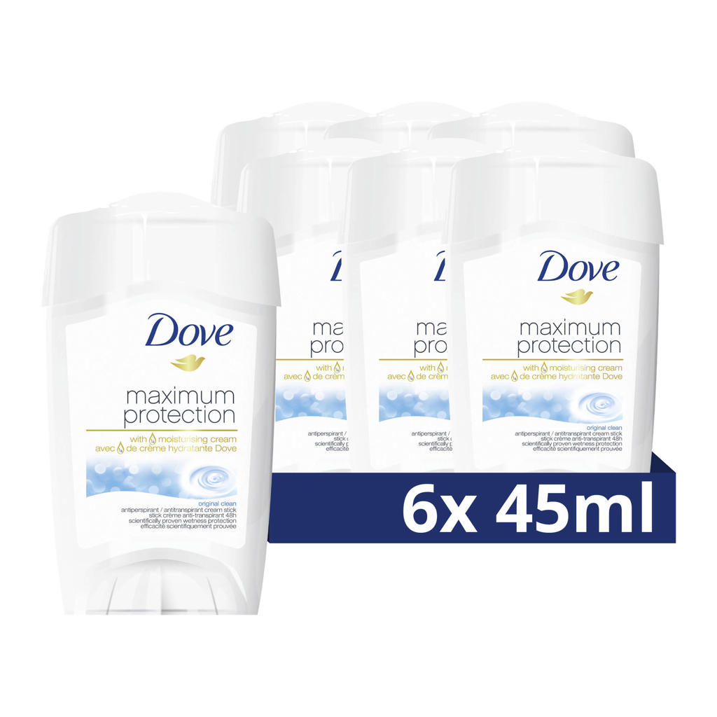 Dove Maximum Protection Original Clean antitranspirant deodorant stick 6 x 45 ml wehkamp