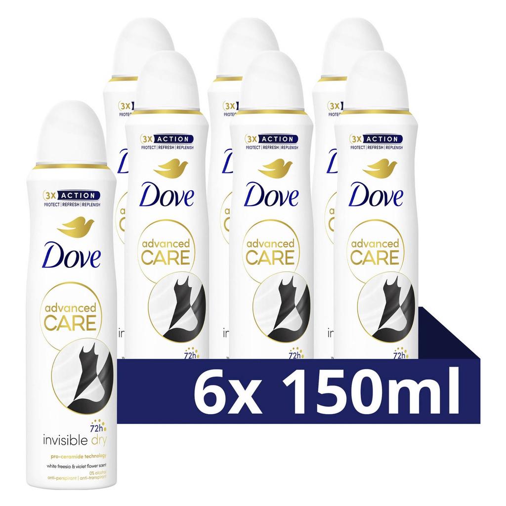 Dove Advanced Care Invisible Dry anti-transpirant deodorant spray - 6 x 150 ml