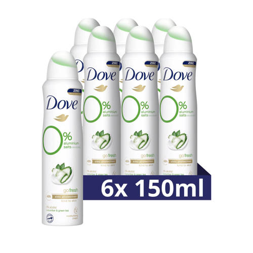 Dove Go Fresh 0% Aluminiumzouten Cucumber & Green Tea deodorant spray - 6 x 150 ml