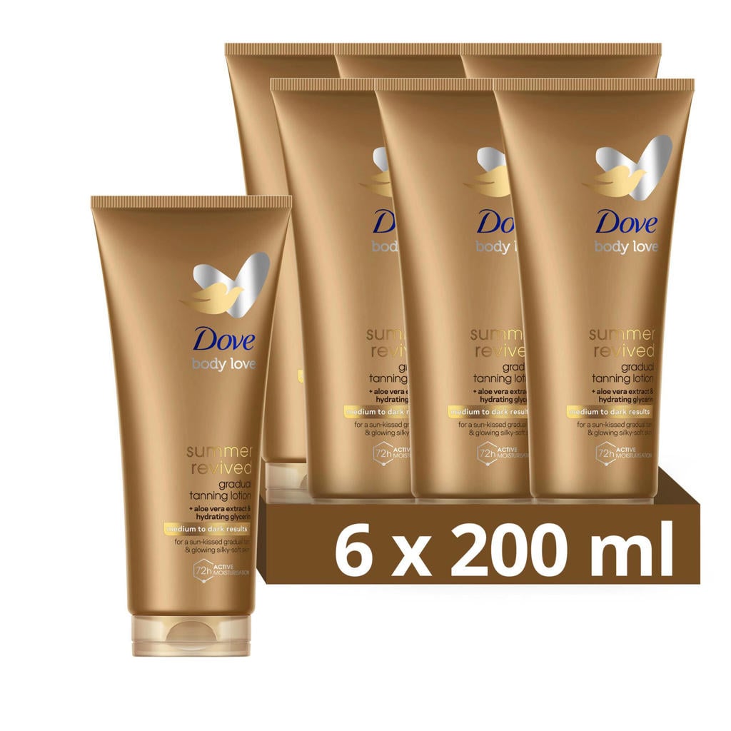 Dove Body Love Summer Revived Medium-Dark zelfbruinende bodylotion - 6 x 200 ml