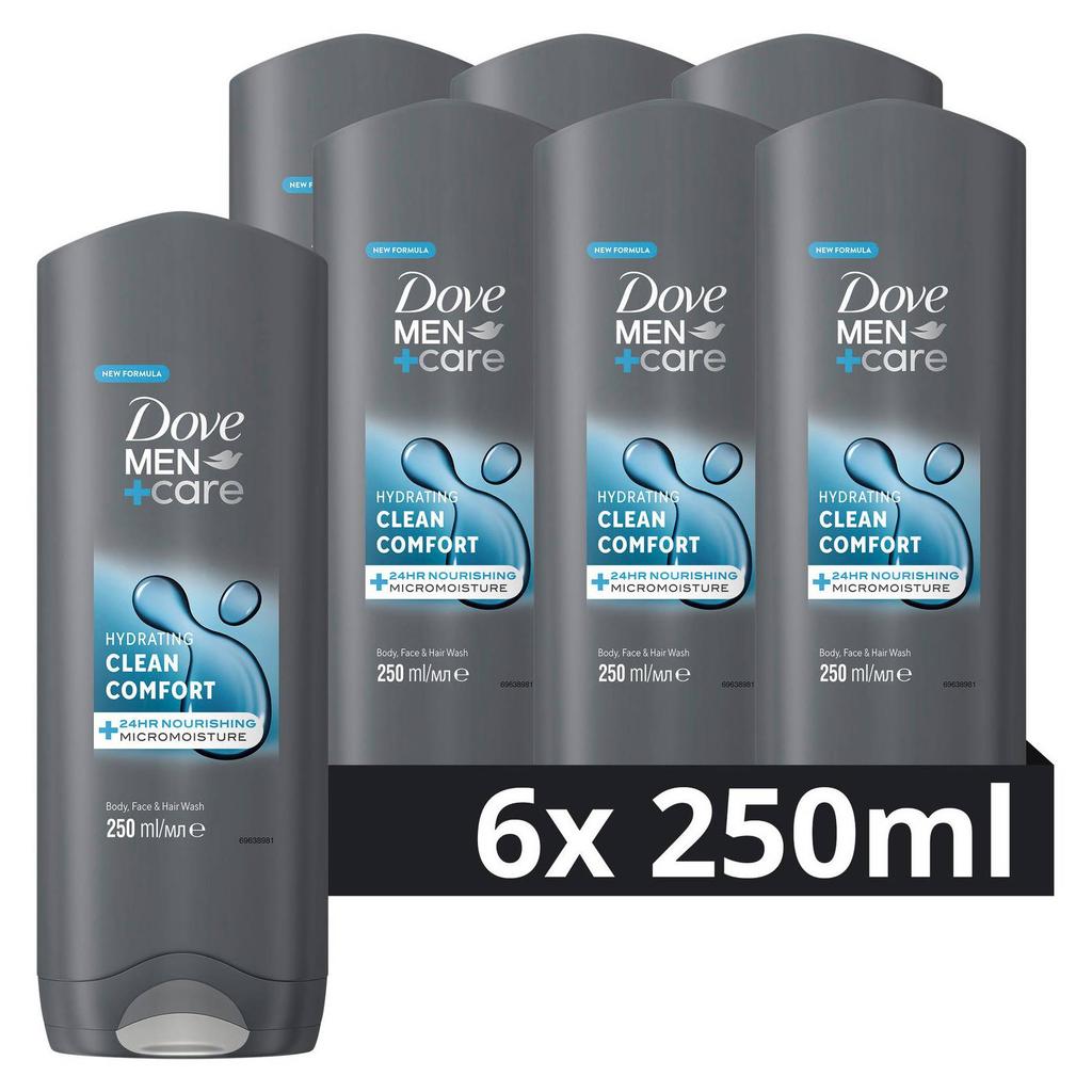 Dove Men+Care Clean Comfort 3-in-1 douchegel - 6 x 250 ml