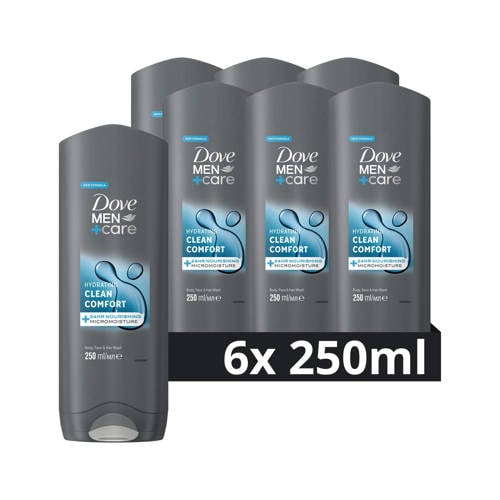Wehkamp Dove Men+Care Clean Comfort 3-in-1 douchegel - 6 x 250 ml aanbieding