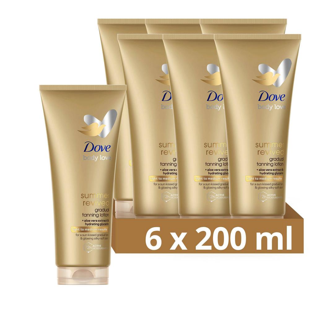Dove Body Love Summer Revived Light-Medium zelfbruinende bodylotion - 6 x 200 ml