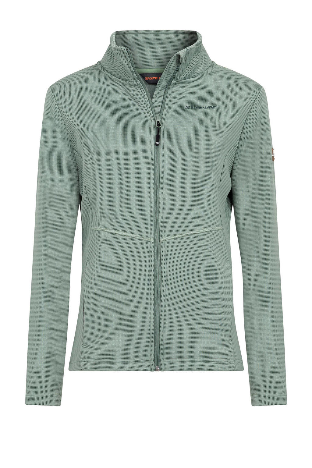 Lichtgroene dames Life-Line fleece outdoor jack Samaria van polyester met lange mouwen, opstaande kraag en ritssluiting