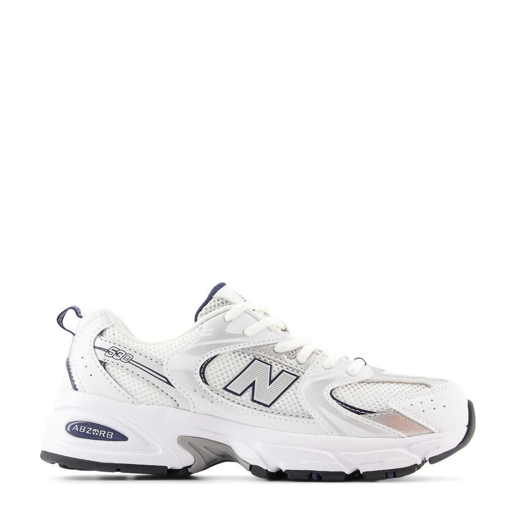 Wit, zilver en blauwe jongens en meisjes New Balance 530 sneakers van synthetic met veters