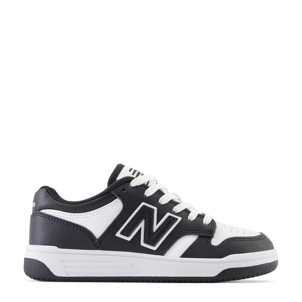 Zwart en witte jongens en meisjes New Balance 480 V1 sneakers van imitatieleer/voering: mesh/voetbed: eva met veters