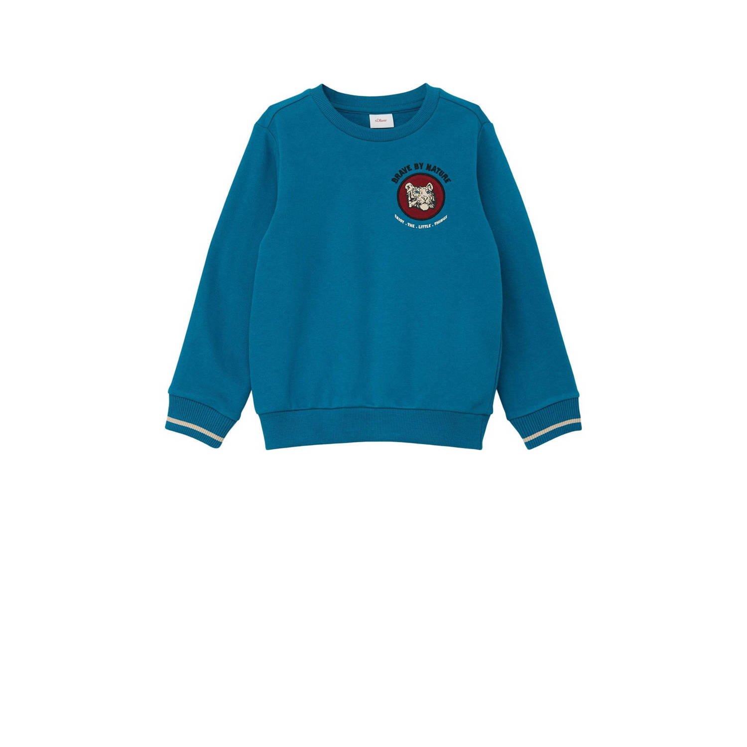 s.Oliver sweater met printopdruk petrol