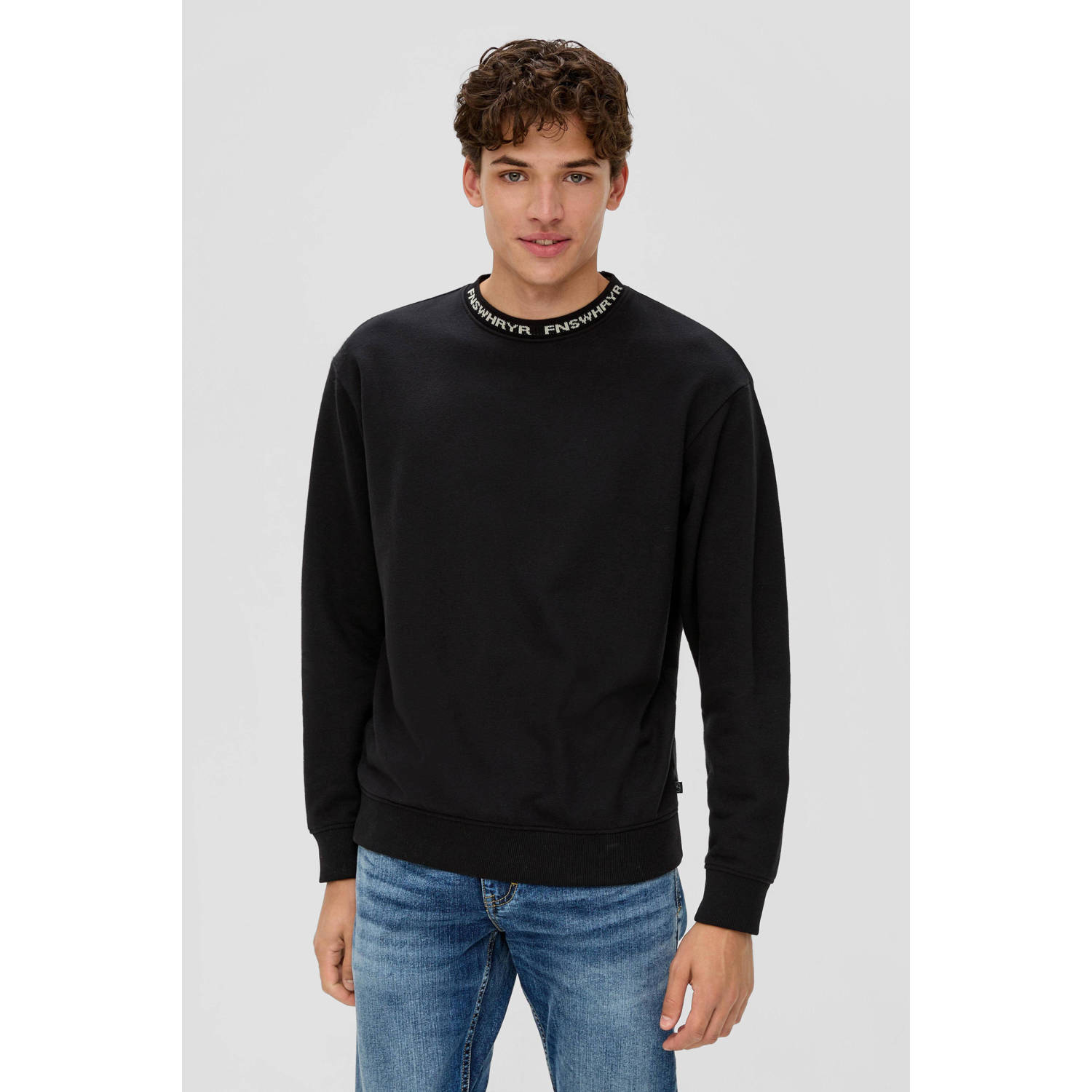 Q S designed by Sweatshirt met jacquard-beslag