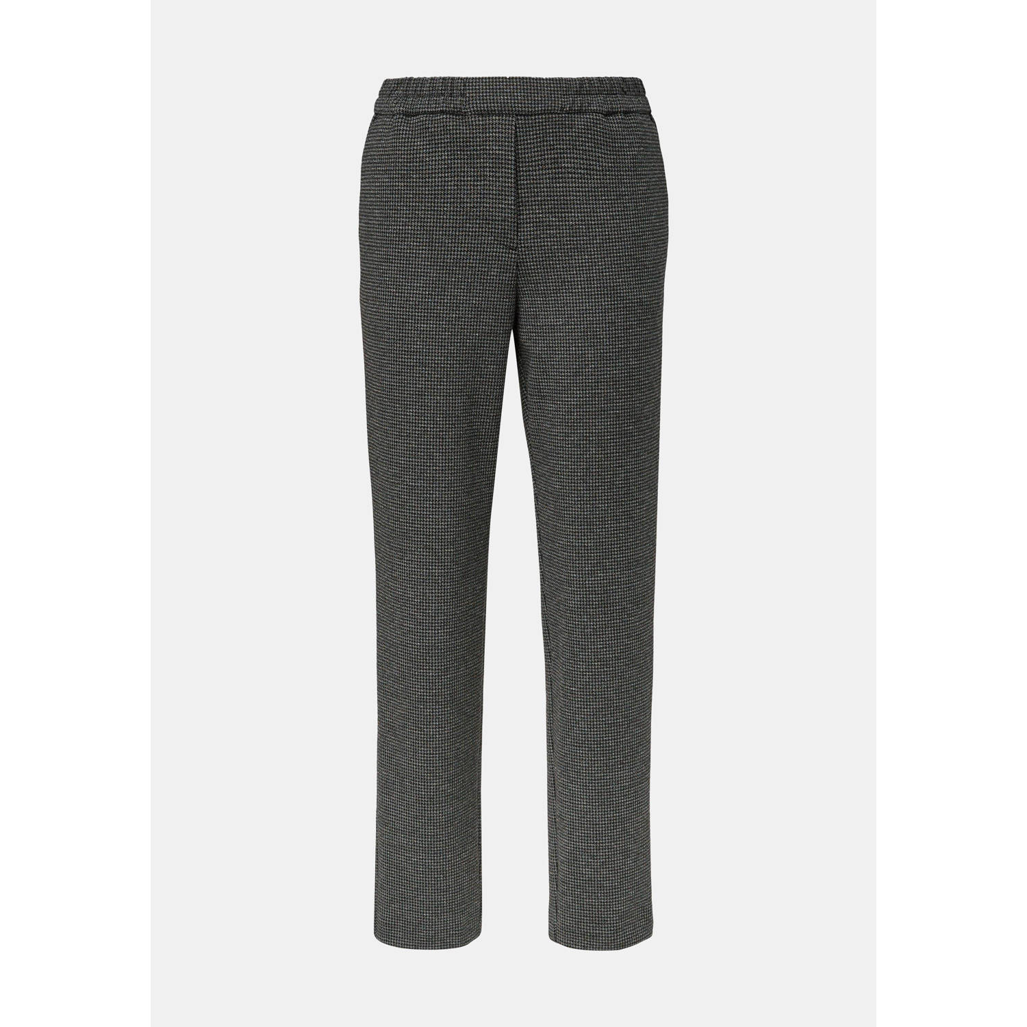 Comma straight fit pantalon met pied-de-poule zwart grijs