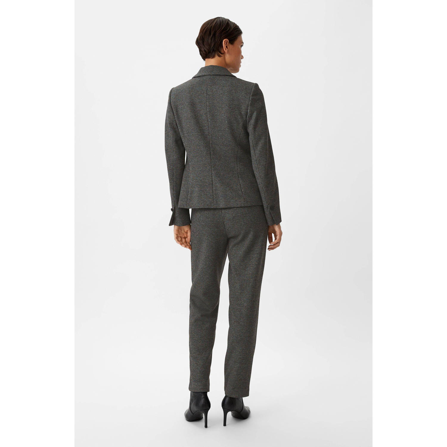 comma getailleerde blazer met pied-de-poule antraciet