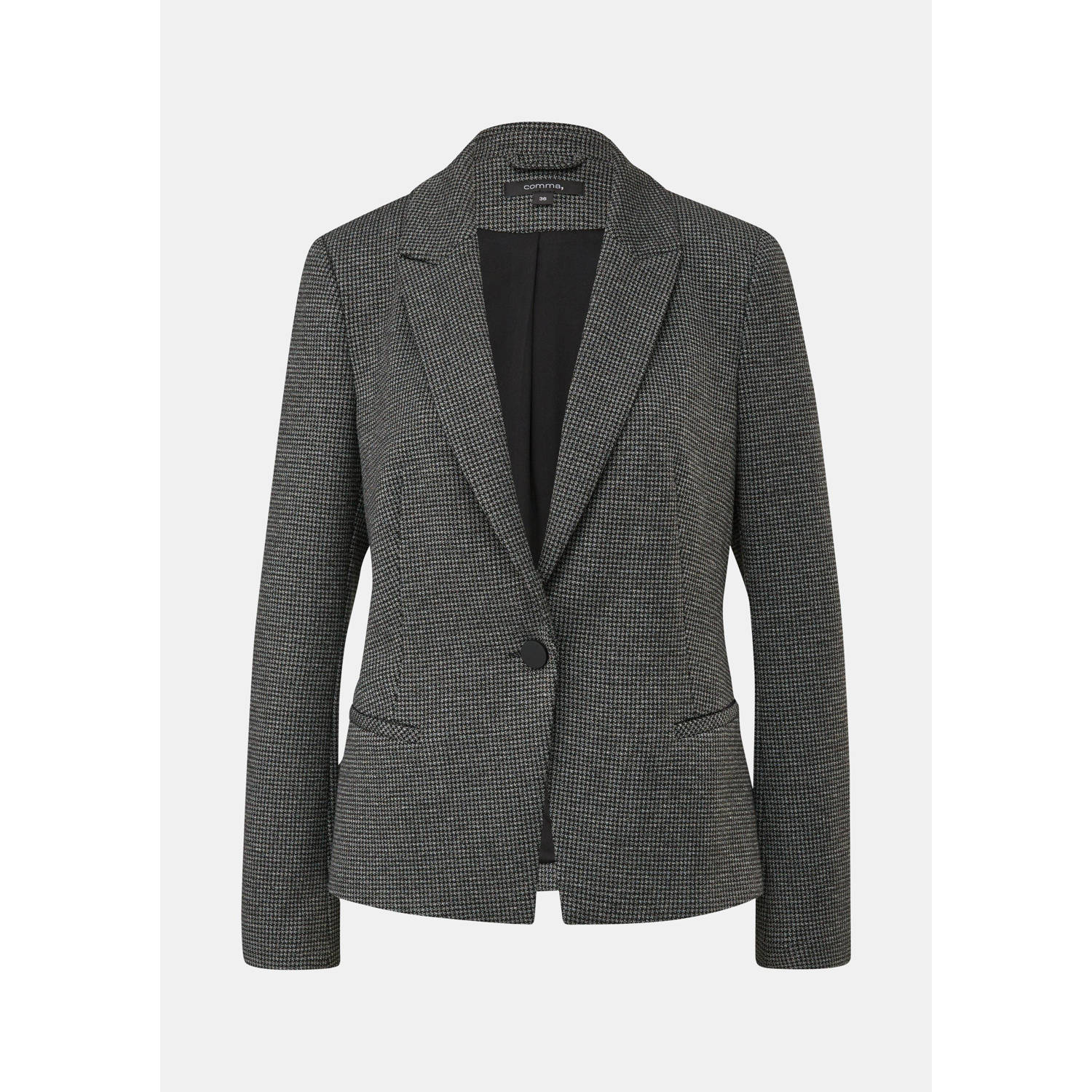 Comma getailleerde blazer met pied-de-poule antraciet