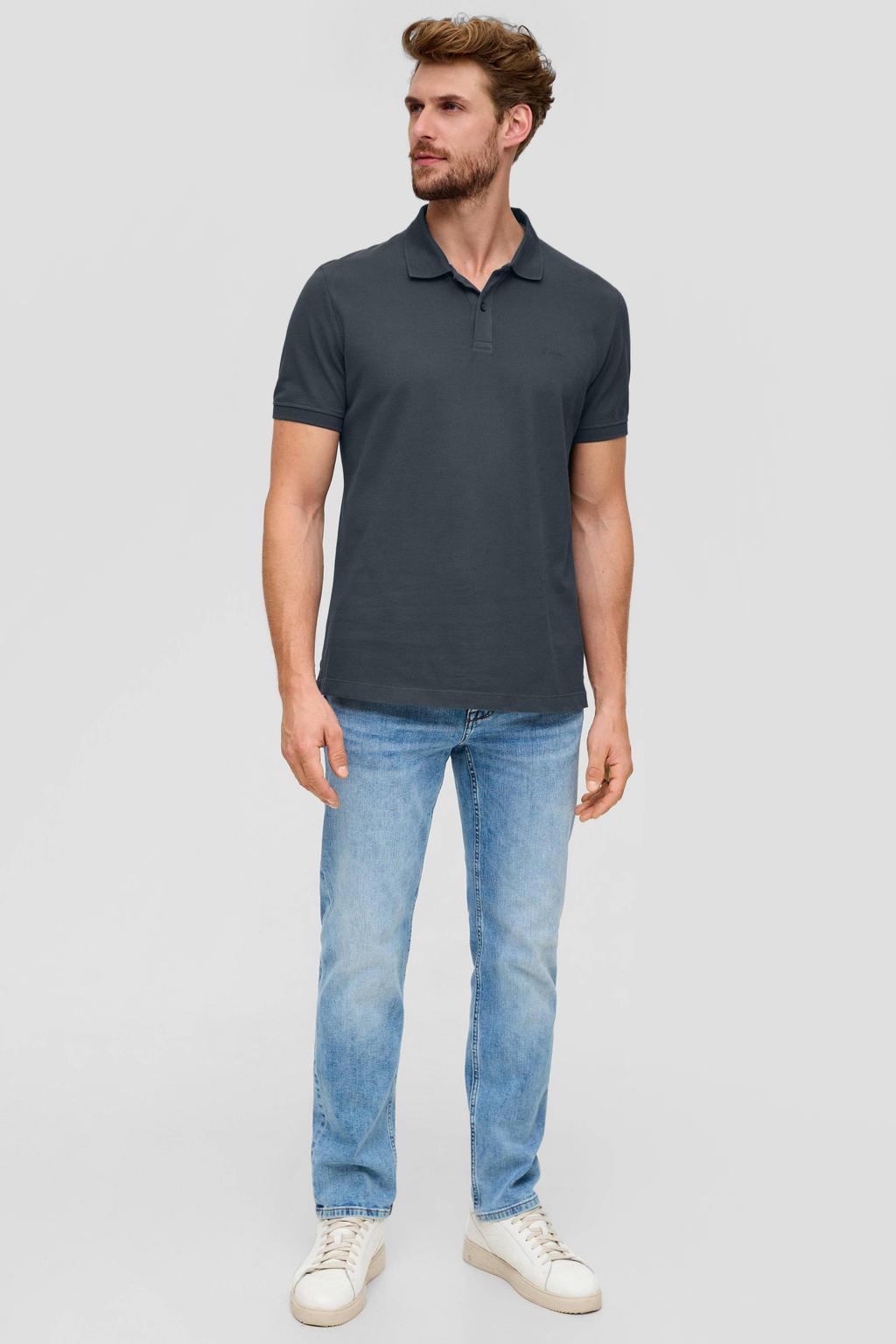 s.Oliver regular fit polo met logo antraciet