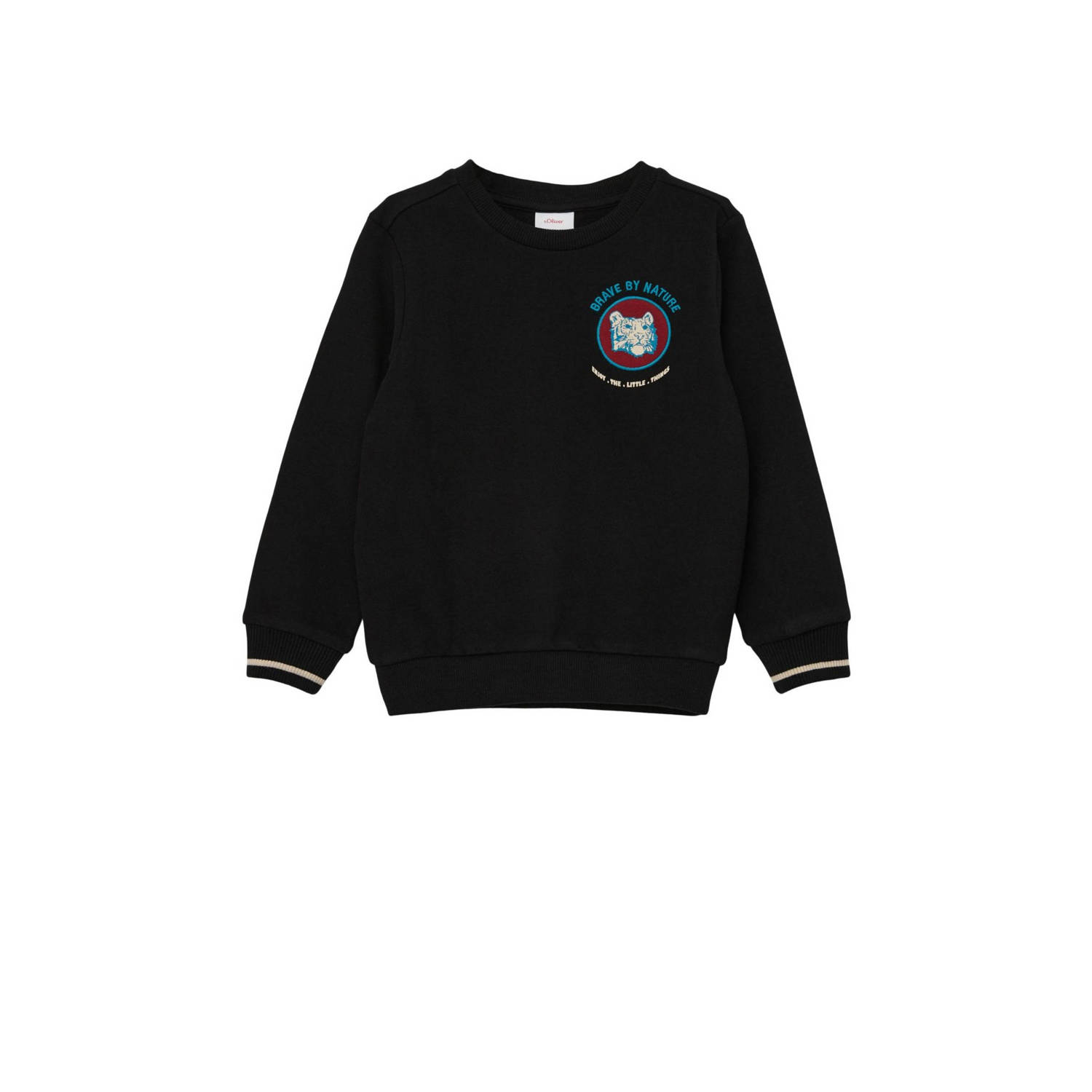 S.Oliver sweater met printopdruk zwart Printopdruk 104 110