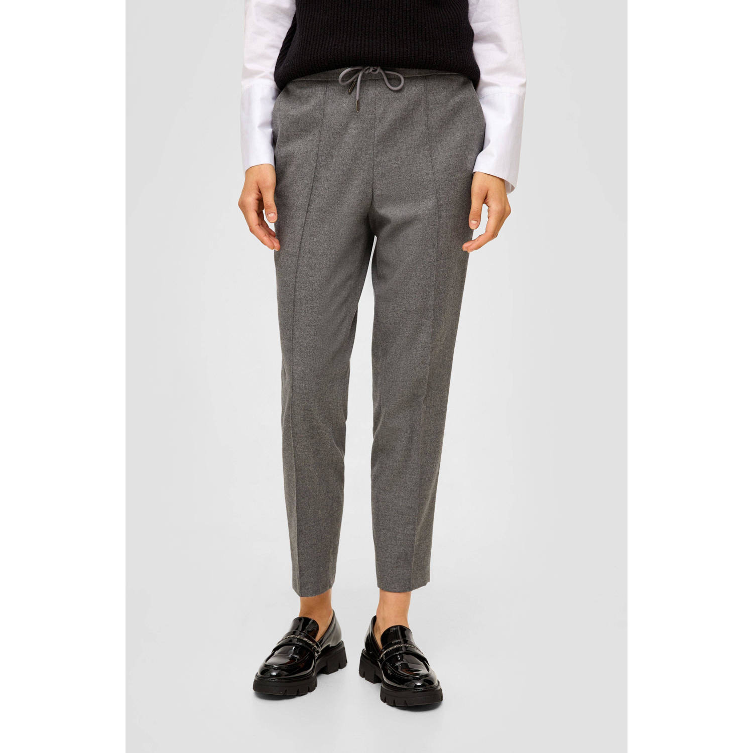 s.Oliver BLACK LABEL cropped straight fit pantalon grijs