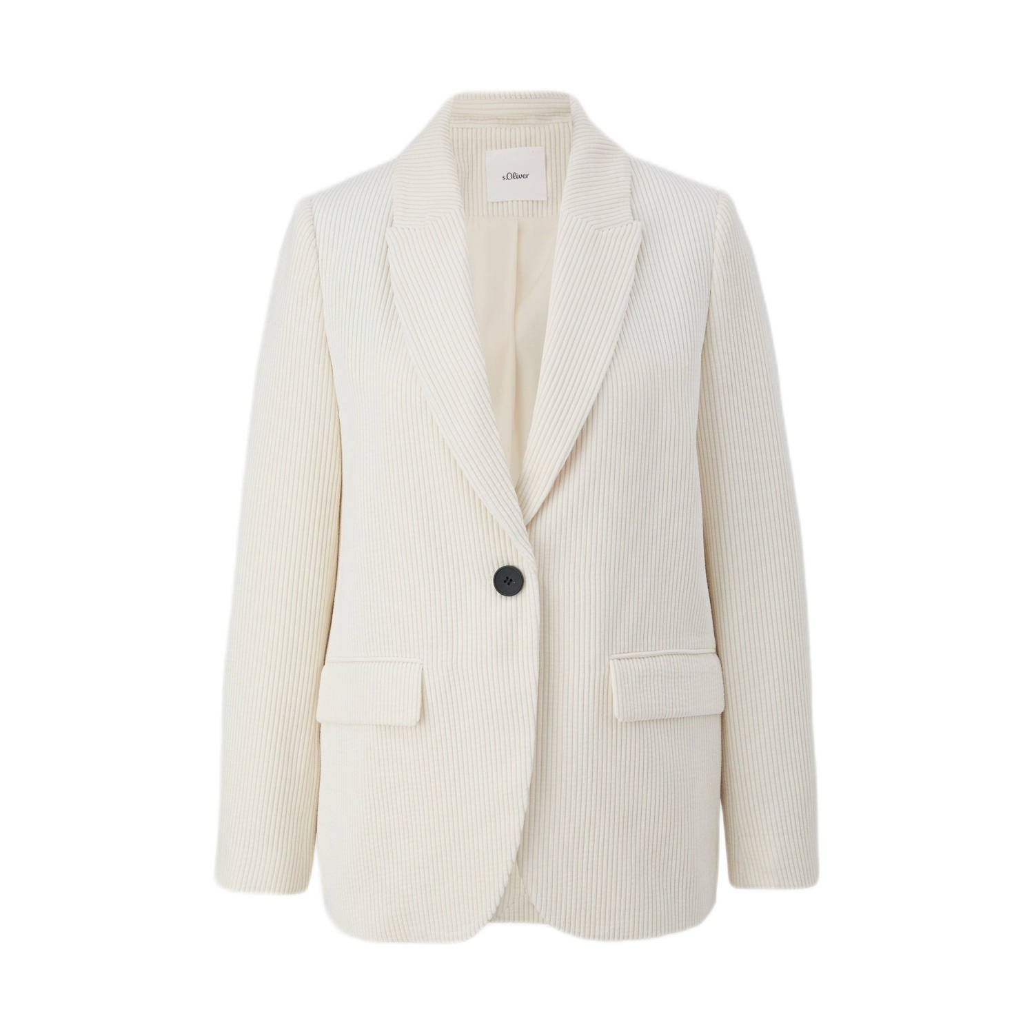 S.Oliver BLACK LABEL corduroy rechtvallende blazer ecru
