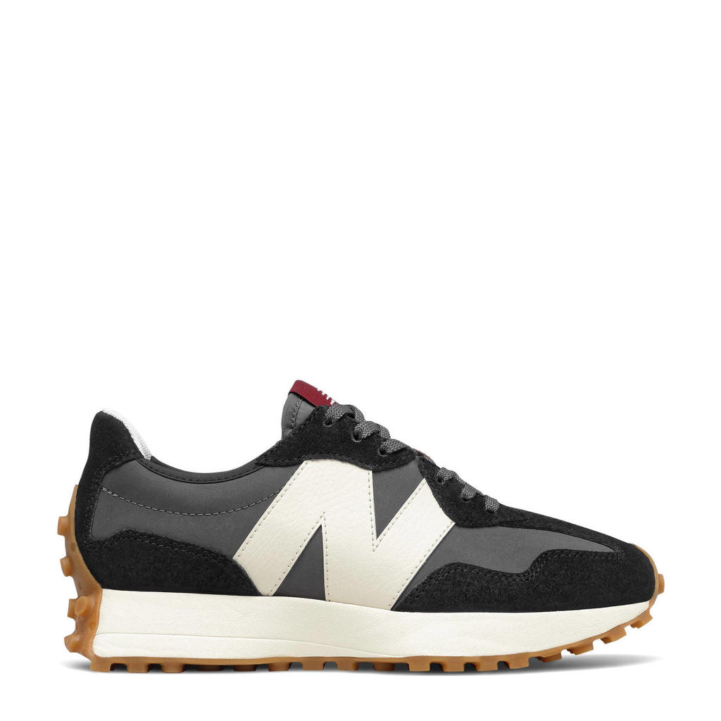 Zwart en witte dames New Balance 327 Seasonal Classic sneakers van suede/mesh met veters