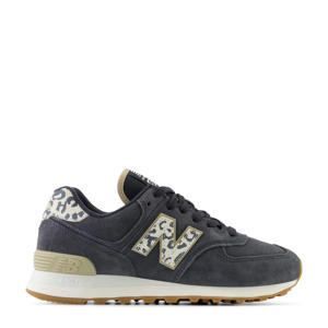 574 sneakers antraciet/ecru dierenprint