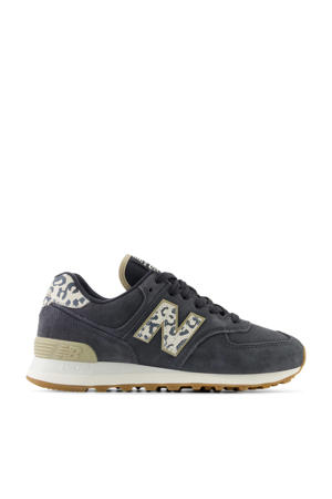 574 sneakers antraciet/ecru dierenprint
