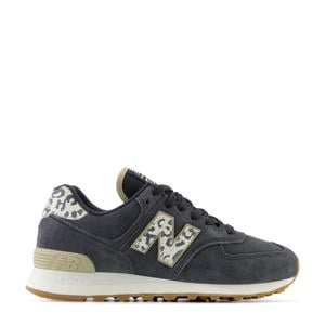 574 sneakers antraciet/ecru dierenprint