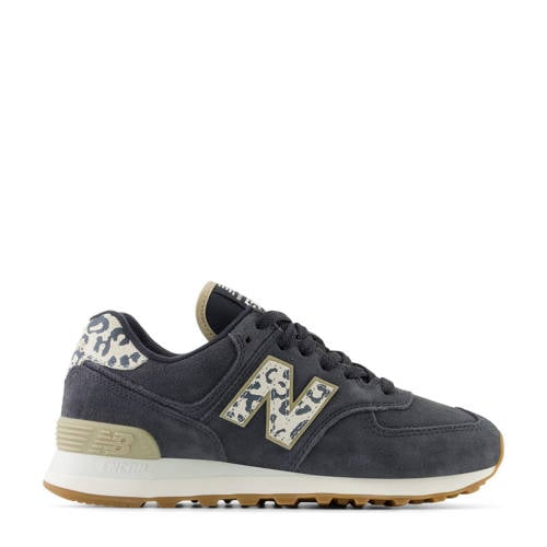 New Balance 574 sneakers antraciet/ecru dierenprint afbeelding