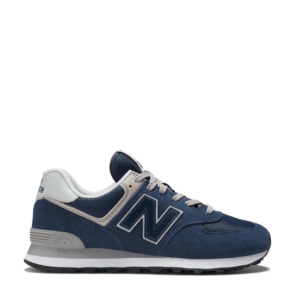 Donkerblauw en grijze unisex New Balance 574 V3 sneakers van mesh-suède/voering: mesh/voetbed: eva met veters