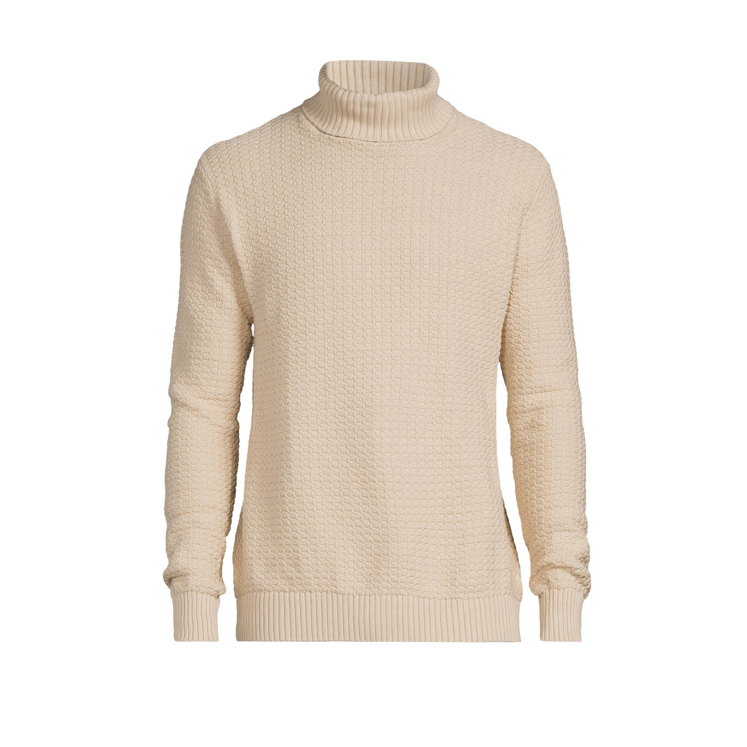 Selected Homme Beige Coltrui met Hoge Kraag en Structuur Beige Heren