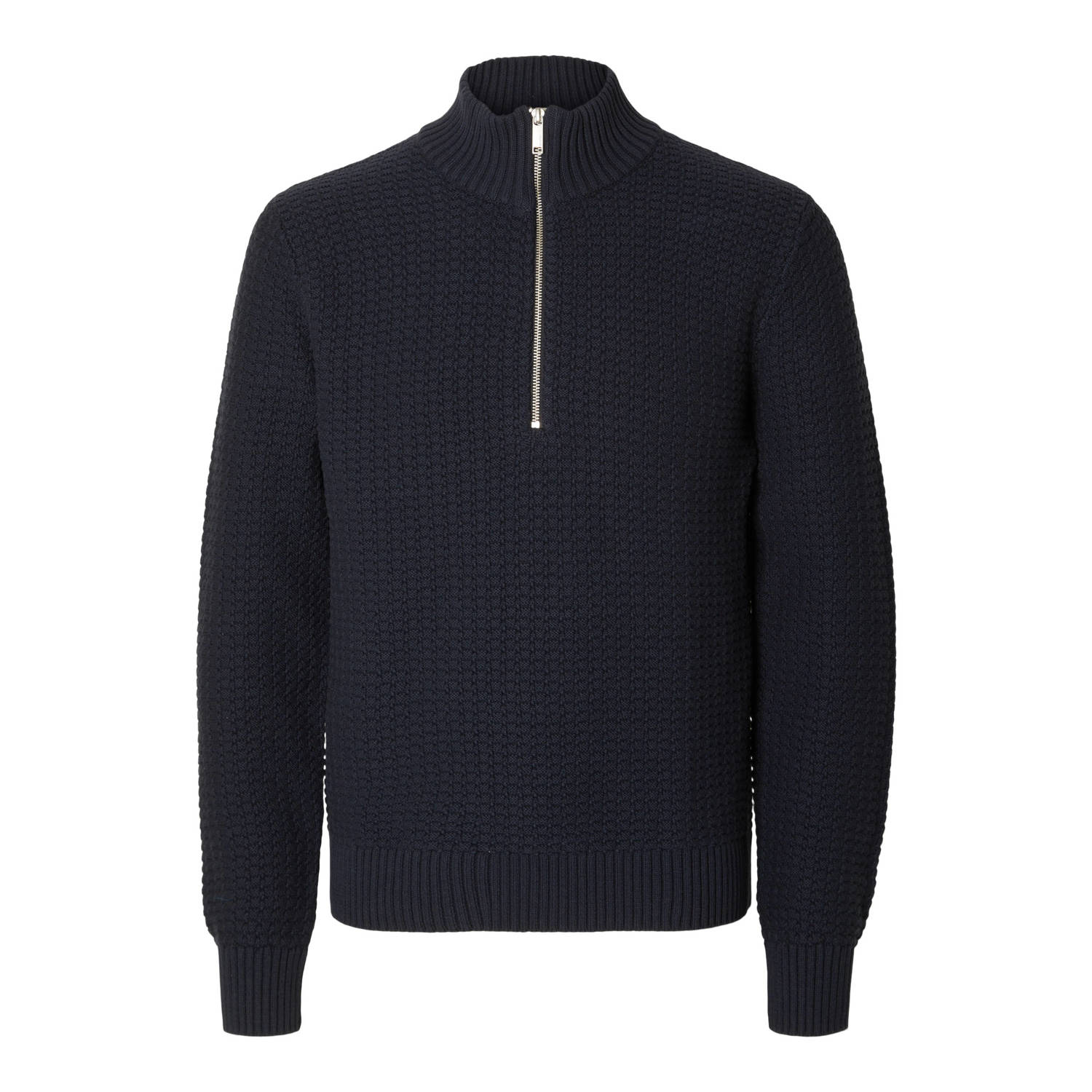 Selected Homme Gebreide pullover met opstaande kraag en ritssluiting model 'THIM'