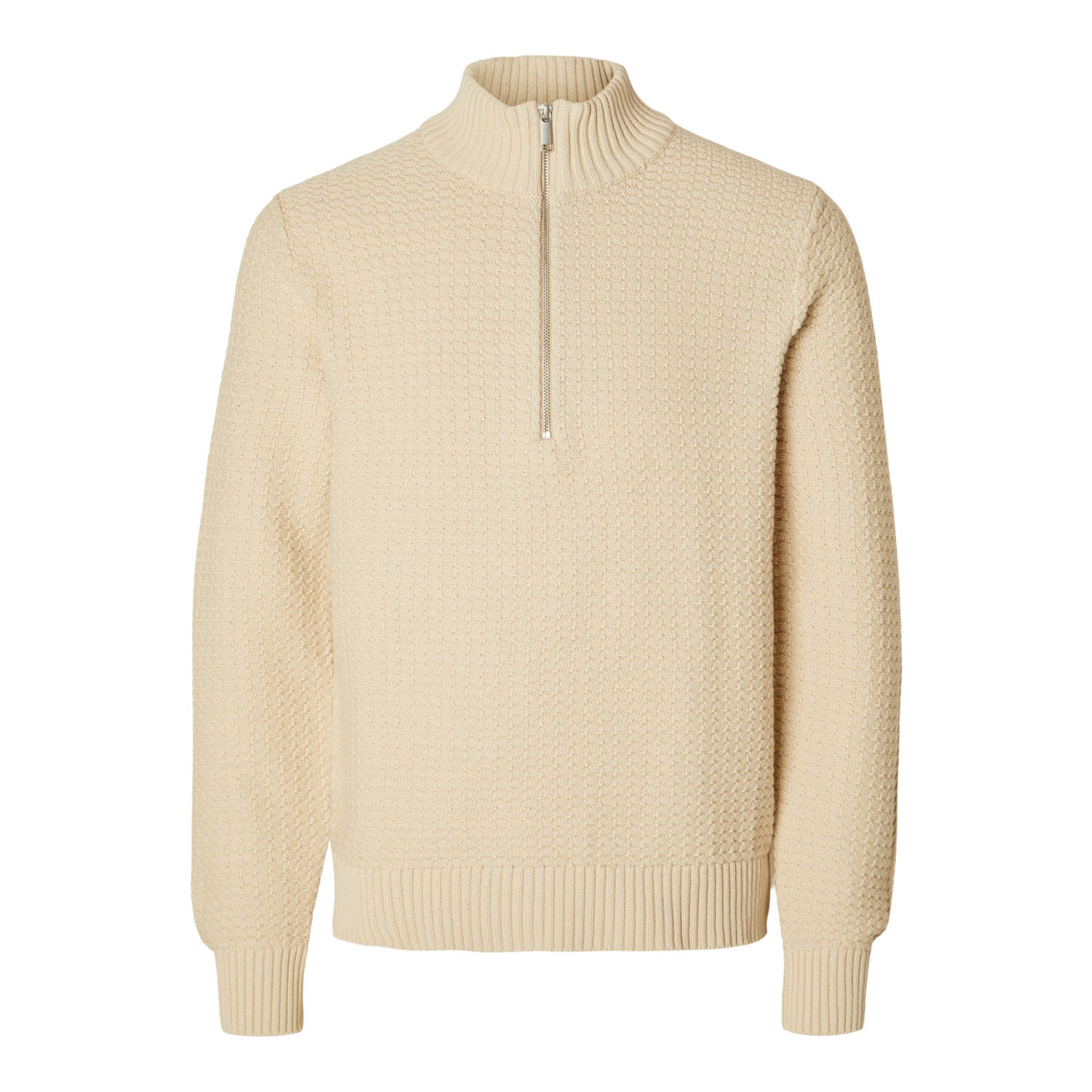Selected Homme Gebreide pullover met opstaande kraag en ritssluiting model 'THIM'