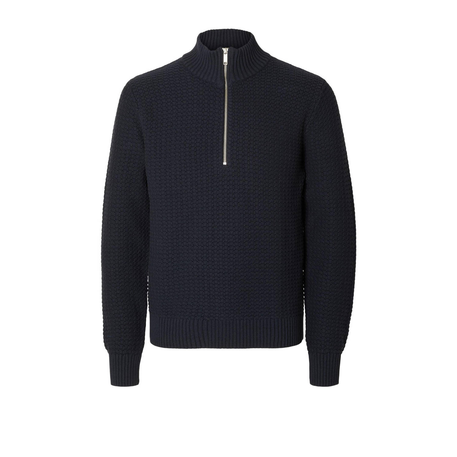 SELECTED HOMME Heren Truien & Vesten Slhthim Ls Knit Structure Half Zip Donkergroen