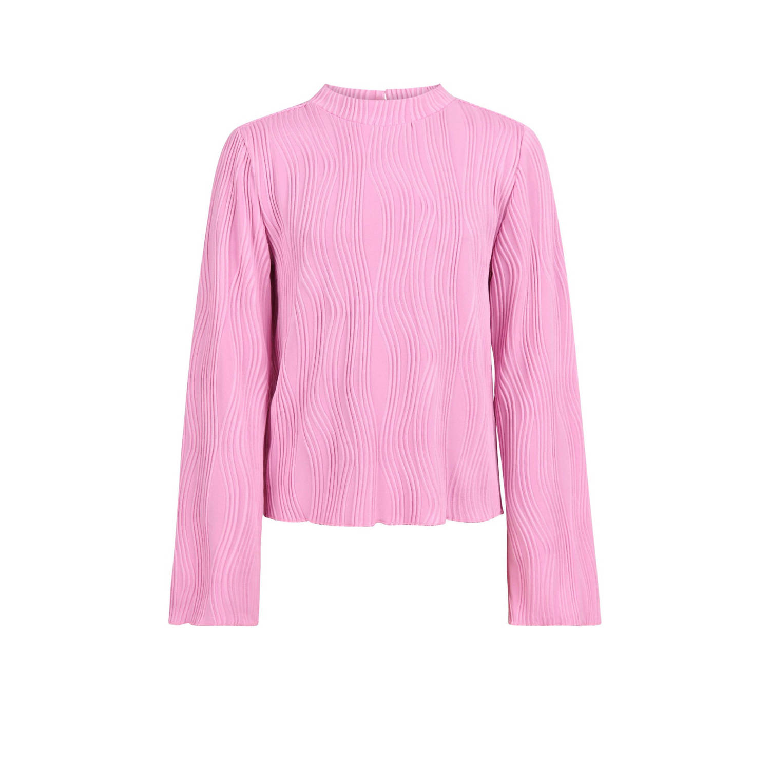 Shoeby longsleeve met textuur felroze Meisjes Polyester Ronde hals Effen 134 140