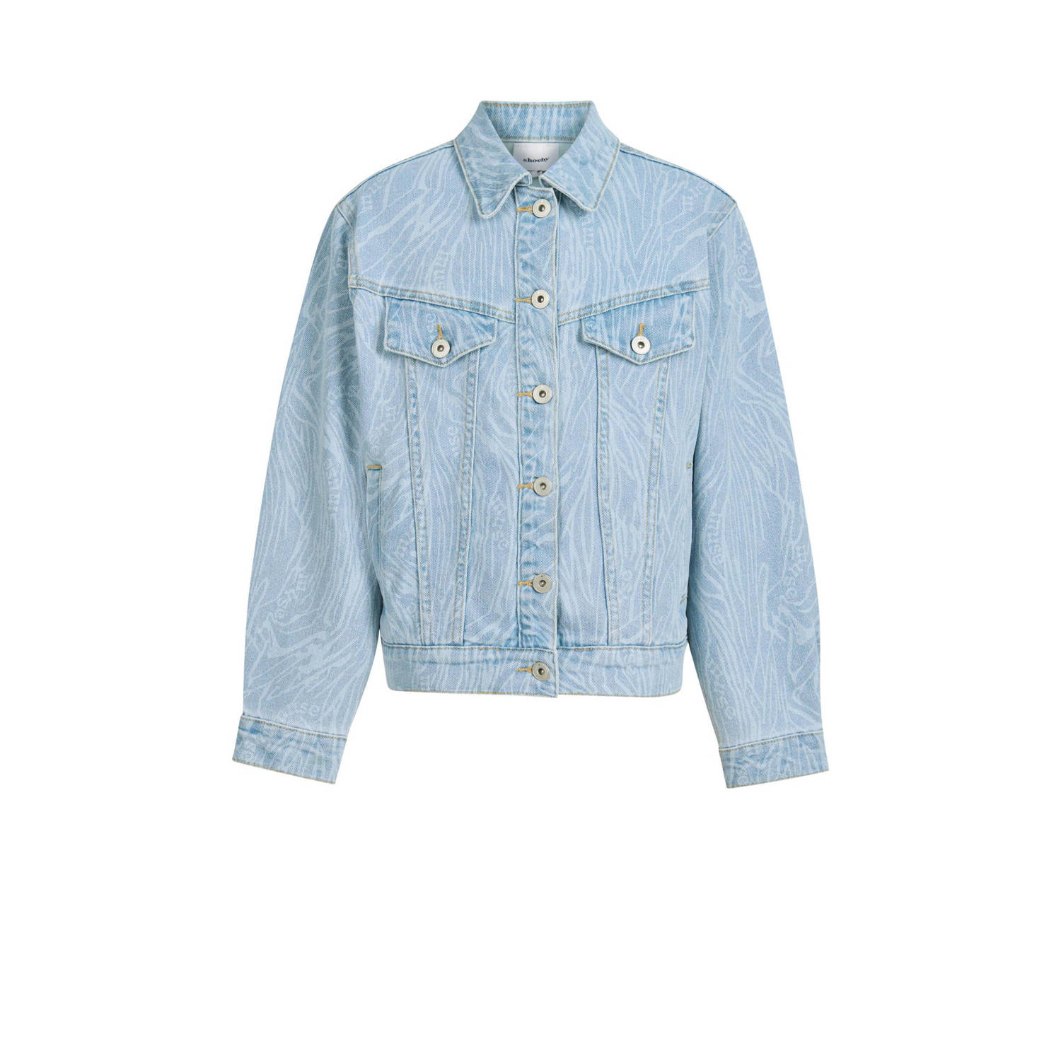 Shoeby spijkerjas met all over print light blue denim bleached Blauw All over print 110 116