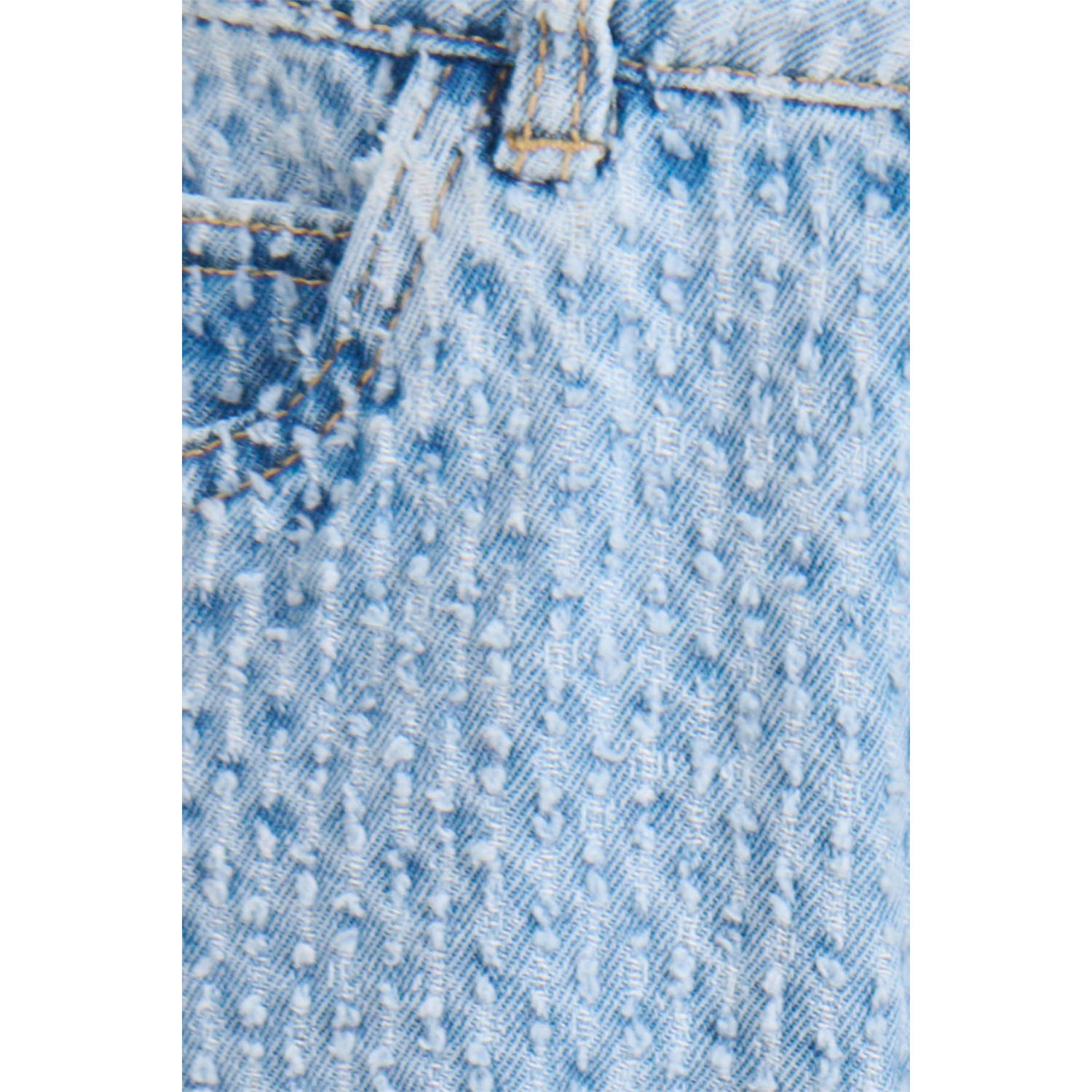 Shoeby high waist straight leg jeans met all over print light blue denim bleached