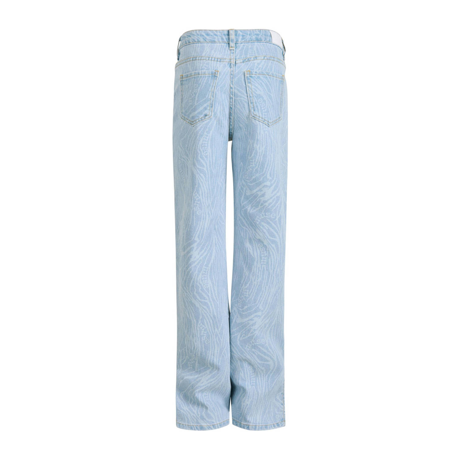 Shoeby loose fit jeans met all over print light blue denim bleached