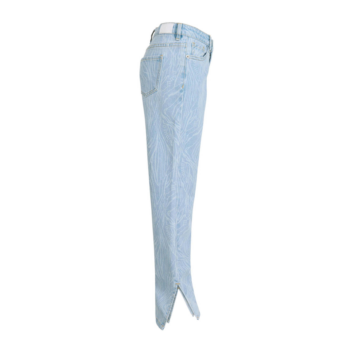Shoeby loose fit jeans met all over print light blue denim bleached
