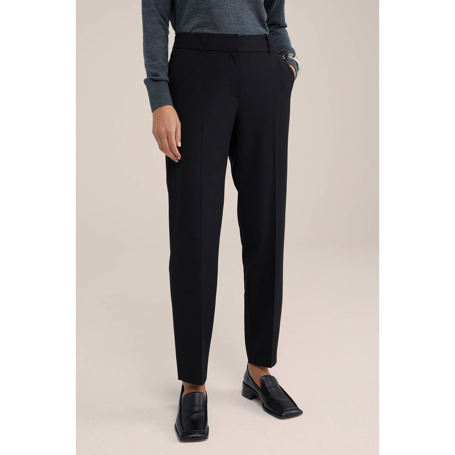 WE Fashion WE STUDIO tapered fit pantalon zwart