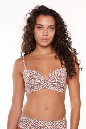 voorgevormde beugel bikinitop bruin/wit