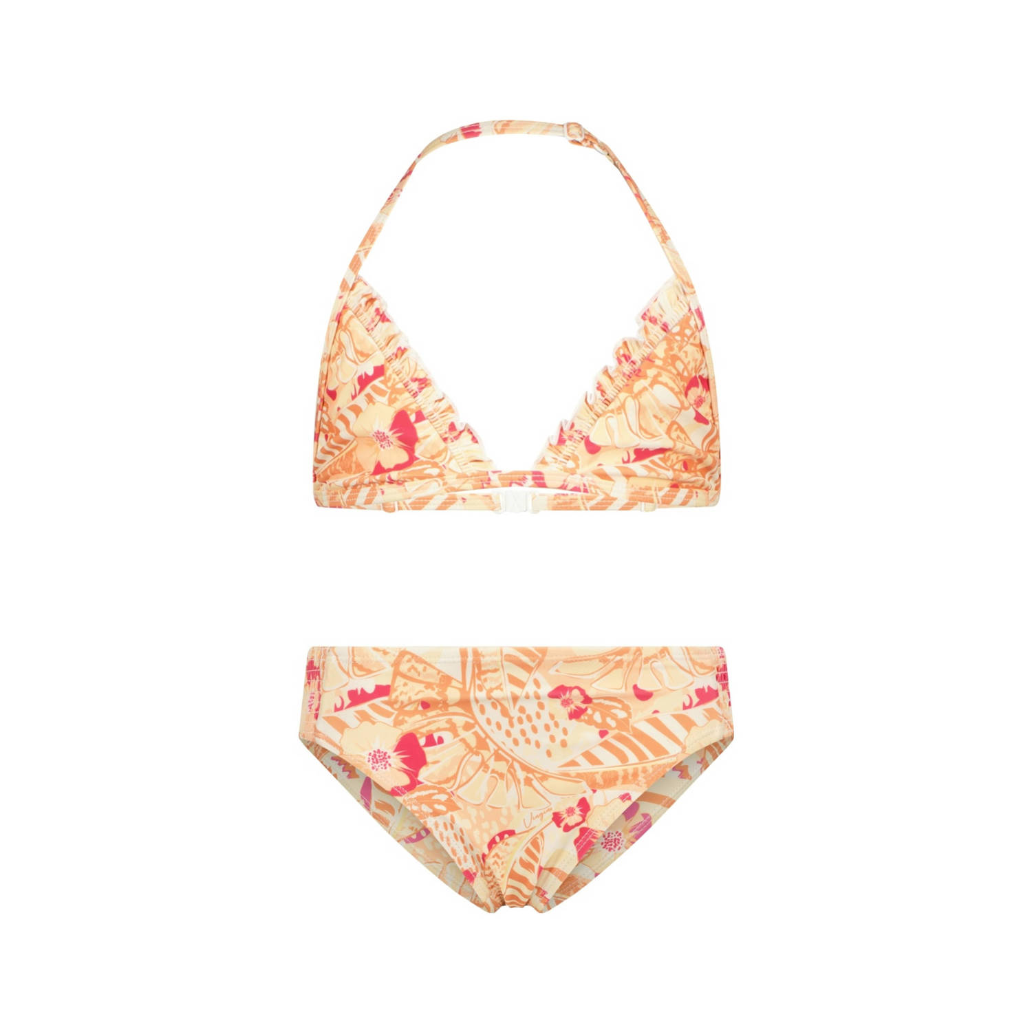 VINGINO triangel bikini Zarley met ruches oranje Meisjes Polyester All over print 104