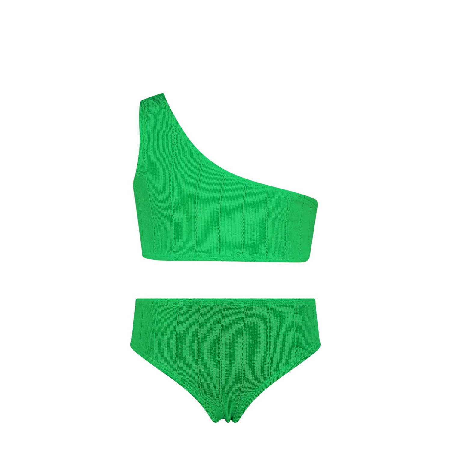 VINGINO one shoulder bikini Zaima met textuur groen Meisjes Polyester Effen 116