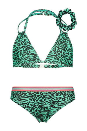 triangel bikini Zabrina met scrunch groen/zwart