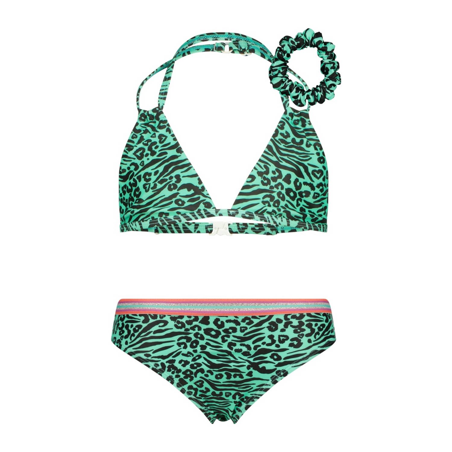 VINGINO triangel bikini Zabrina met scrunchie groen zwart Meisjes Polyester 104