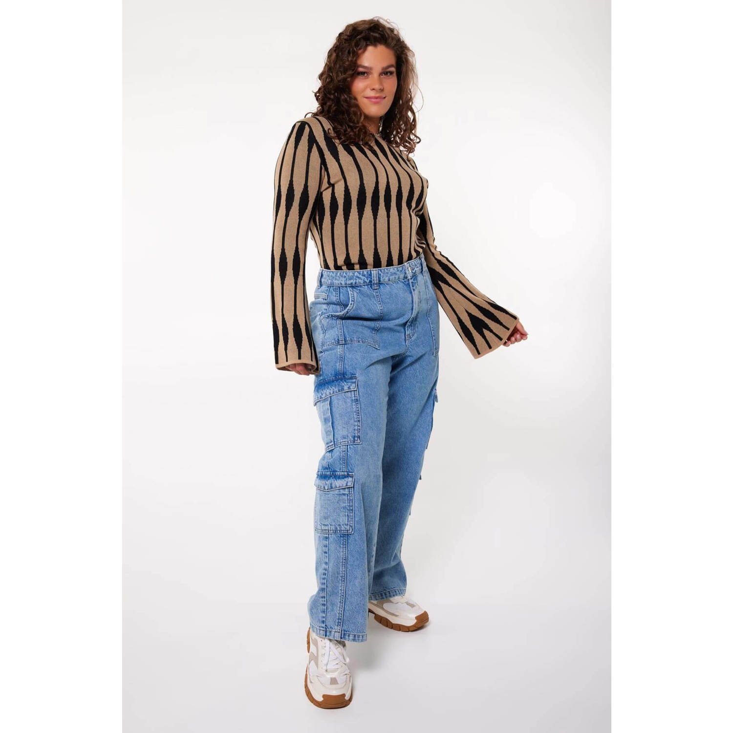 MS Mode high waist cargo jeans light blue denim