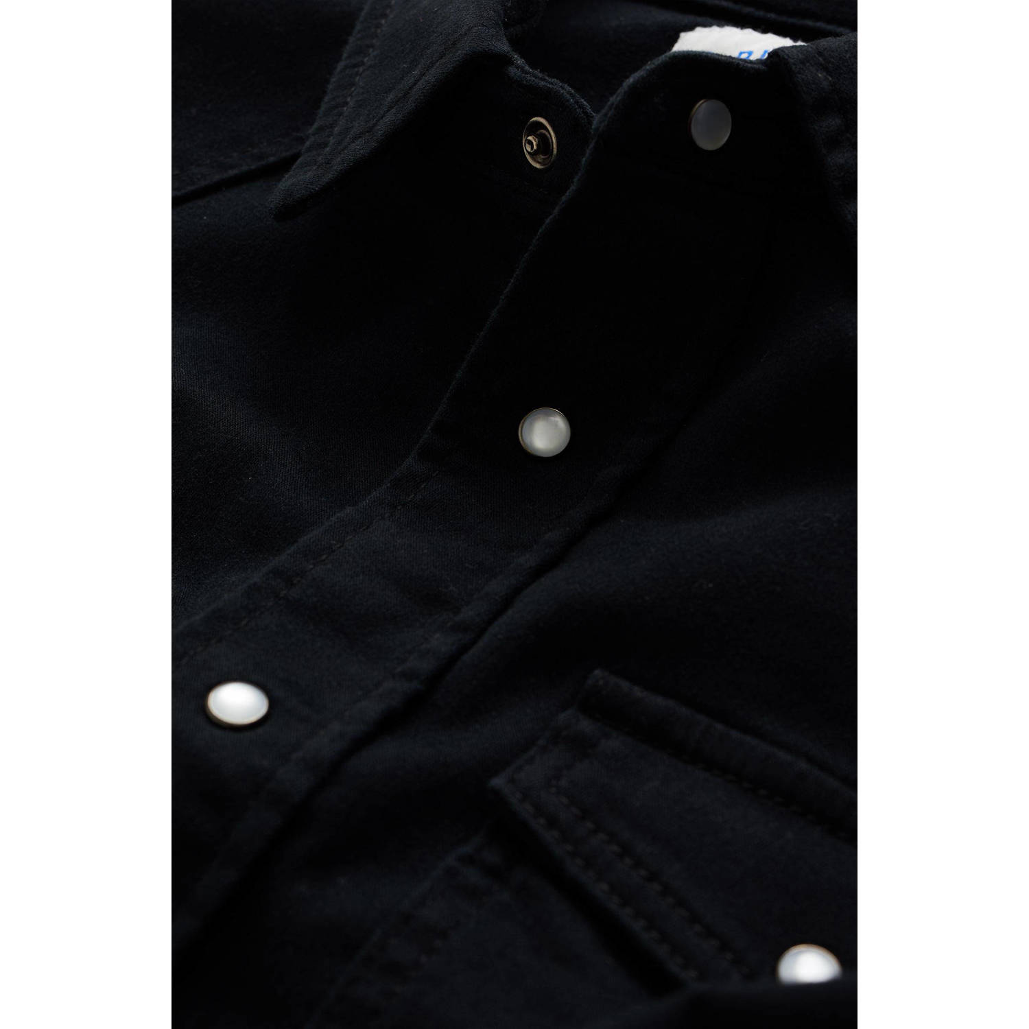 WE Fashion Blue Ridge slim fit denim overhemd black uni
